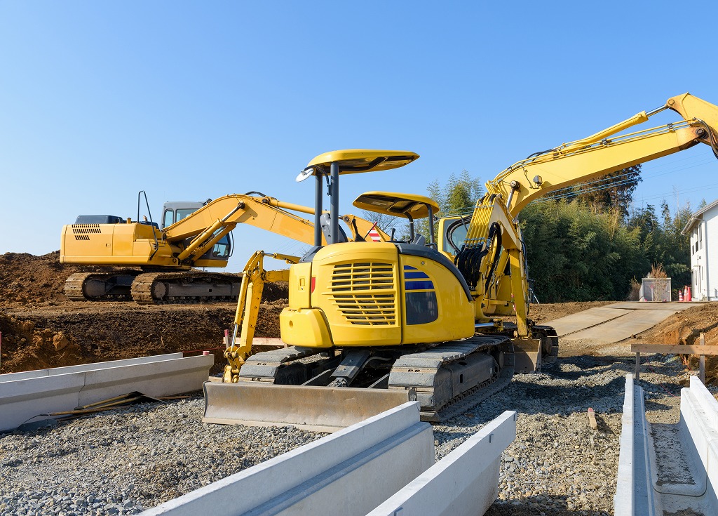 作業中のショベルカー